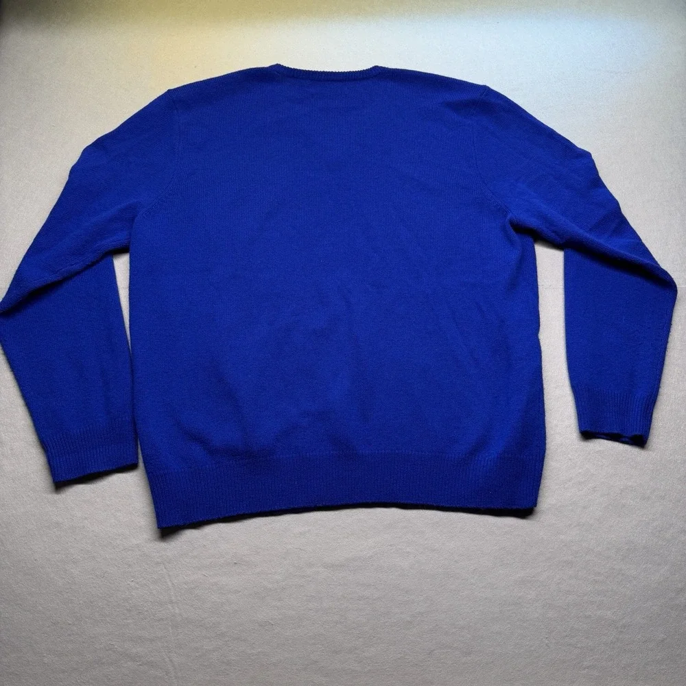 Polo by Ralph Lauren Men's Blue V-Neck 100% Lambs Wool Knit Sweater XL